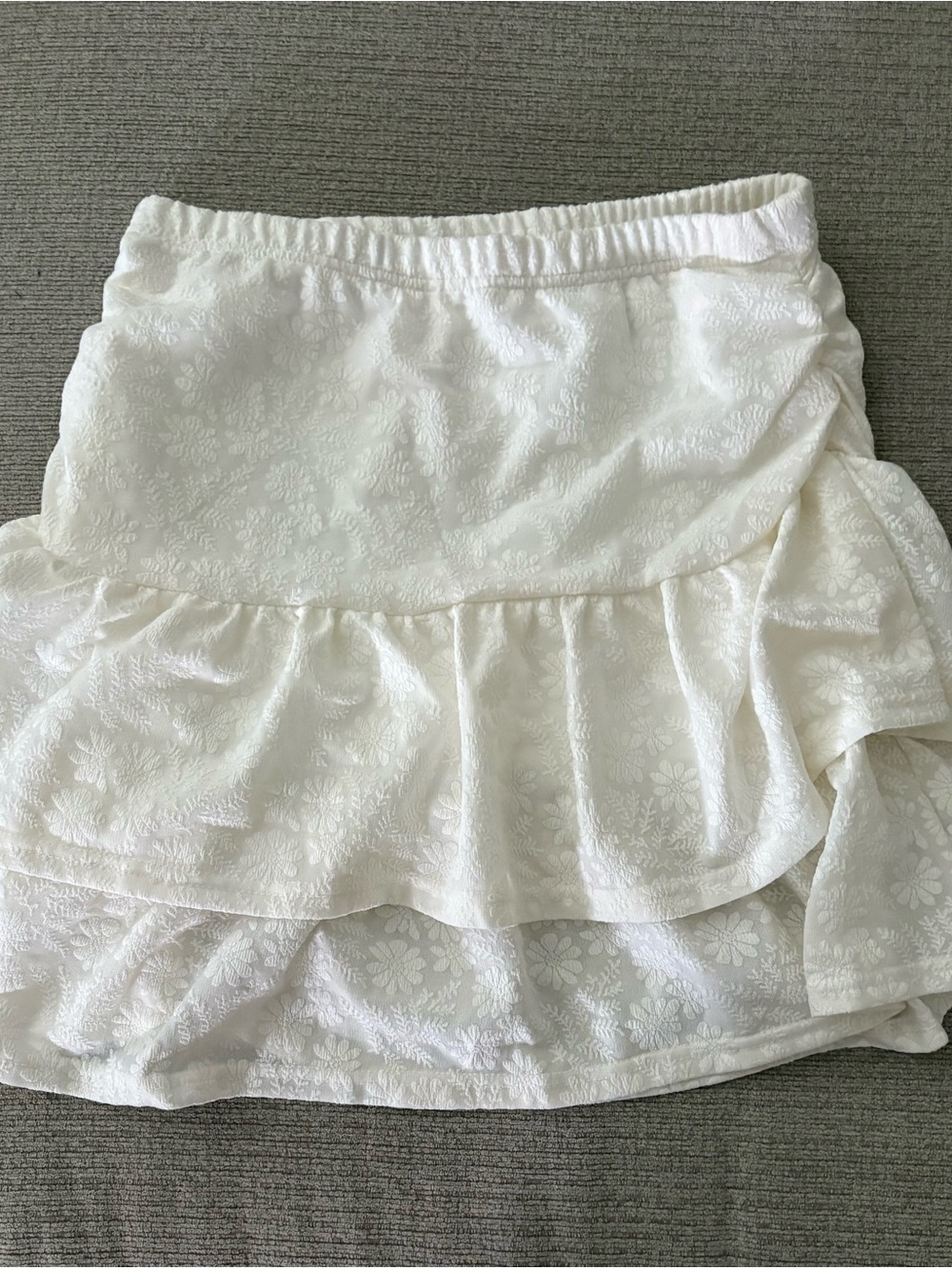 Women's White Floral Tiered Ruffle Skirt